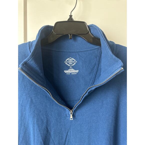St. John’s Bay Estate Blue 1/4 Zip Up Jersey Sweater Men’s XL 100% Cotton Comfy - Picture 2 of 5